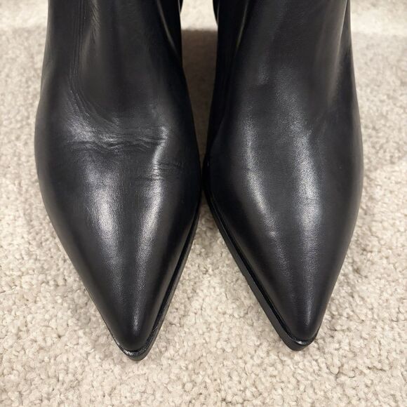 NEW Sam Edelman Women's Weslie Buckle Wedge Leather Black Booties Boots Size 9.5 - Picture 6 of 10